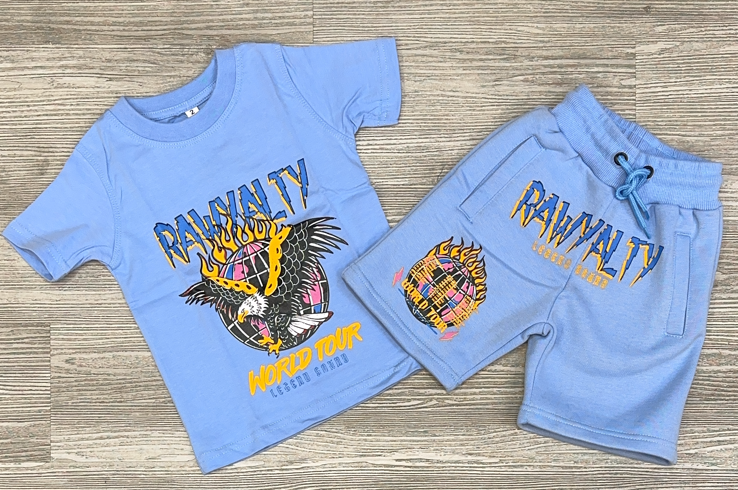 Rawyalty-eagle puff short set(sky blue)(kids)