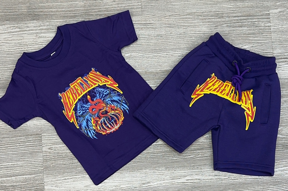 Rawyalty- rebelion shorts set (purple)(kids)