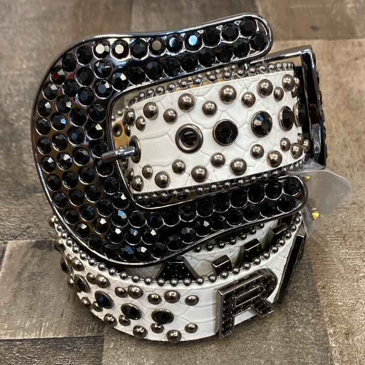 Rawyalty- raw studded belt (white/black)