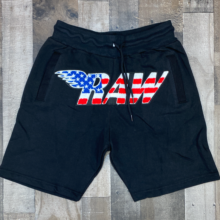 Rawyalty- USA raw chenille patch shorts (black)