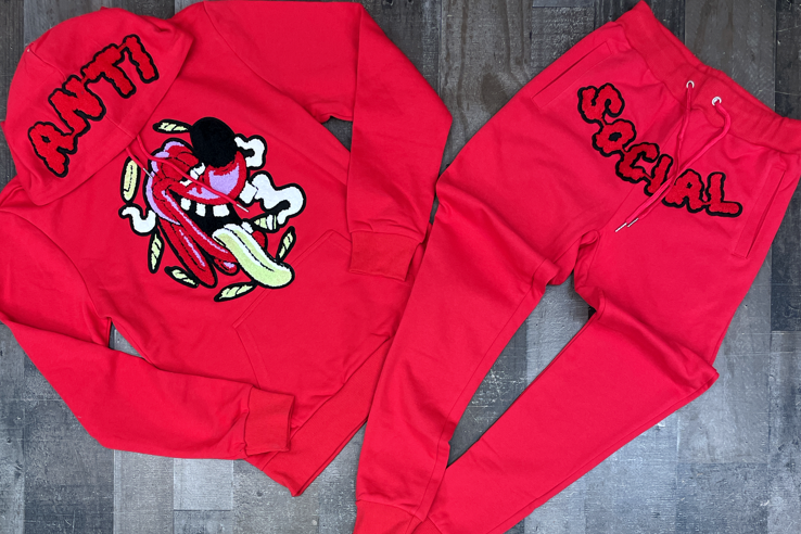 Rawyalty- cartoon dog sweatsuit (red)