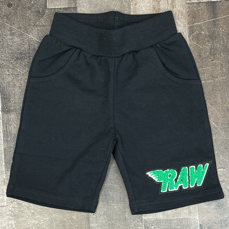 Rawyalty- raw chenille patch shorts (black/green) (kids)