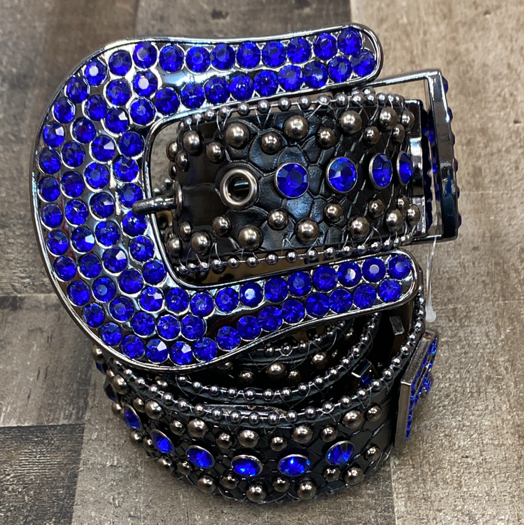 Rawyalty- raw studded belt (black/blue)