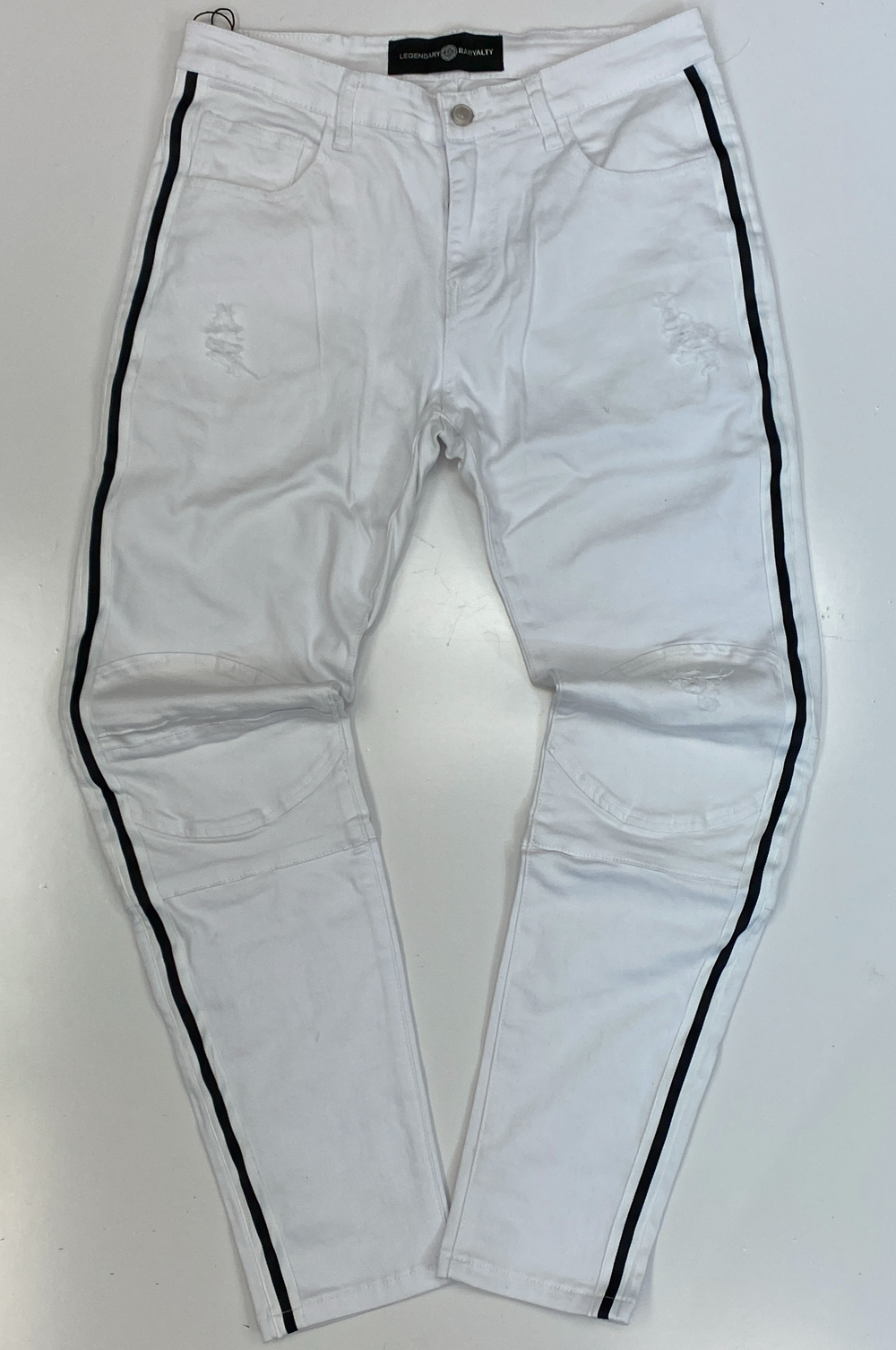 Rawyalty- white/black tape denim jeans