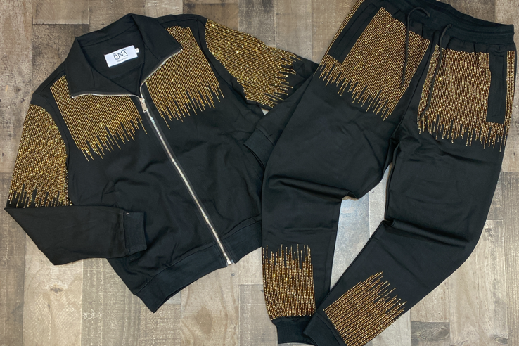 Dna Premium Wear- studded tracksuit (black/gold)