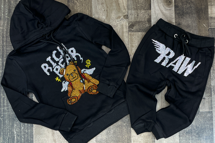 Rawyalty- rich bear sweatsuit (kids) (black)