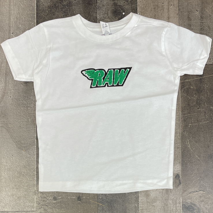 Rawyalty- raw chenille patch ss tee(white/green) (kids)