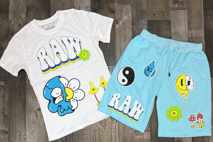 Rawyalty - Smiley Aqua Drip shorts sets