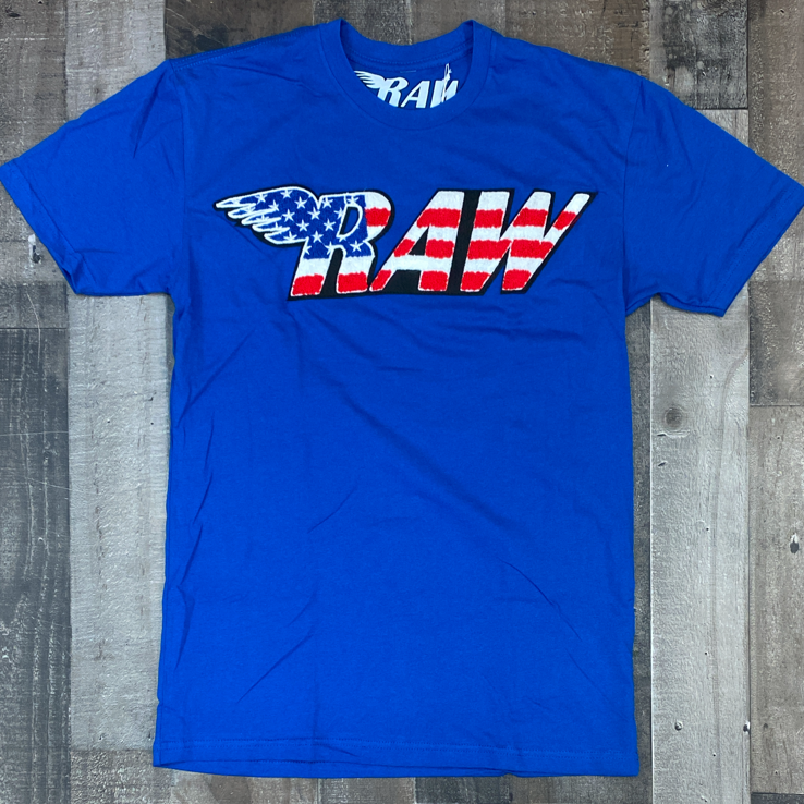 Rawyalty- USA raw chenille patch ss tee (blue)