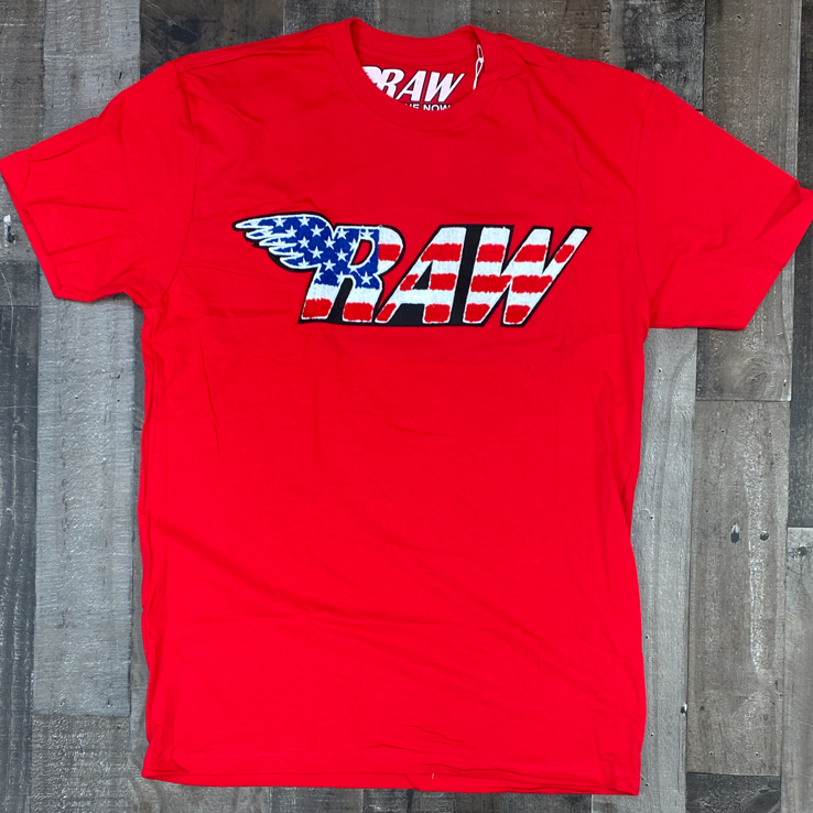 Rawyalty- USA raw chenille patch ss tee (red)