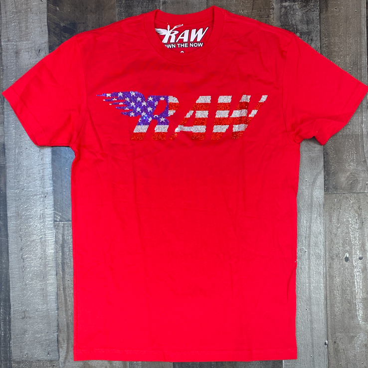 Rawyalty- studded raw ss tee (USA)(red)