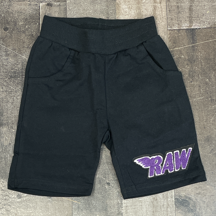 Rawyalty- raw chenille patch shorts (black/purple) (kids)